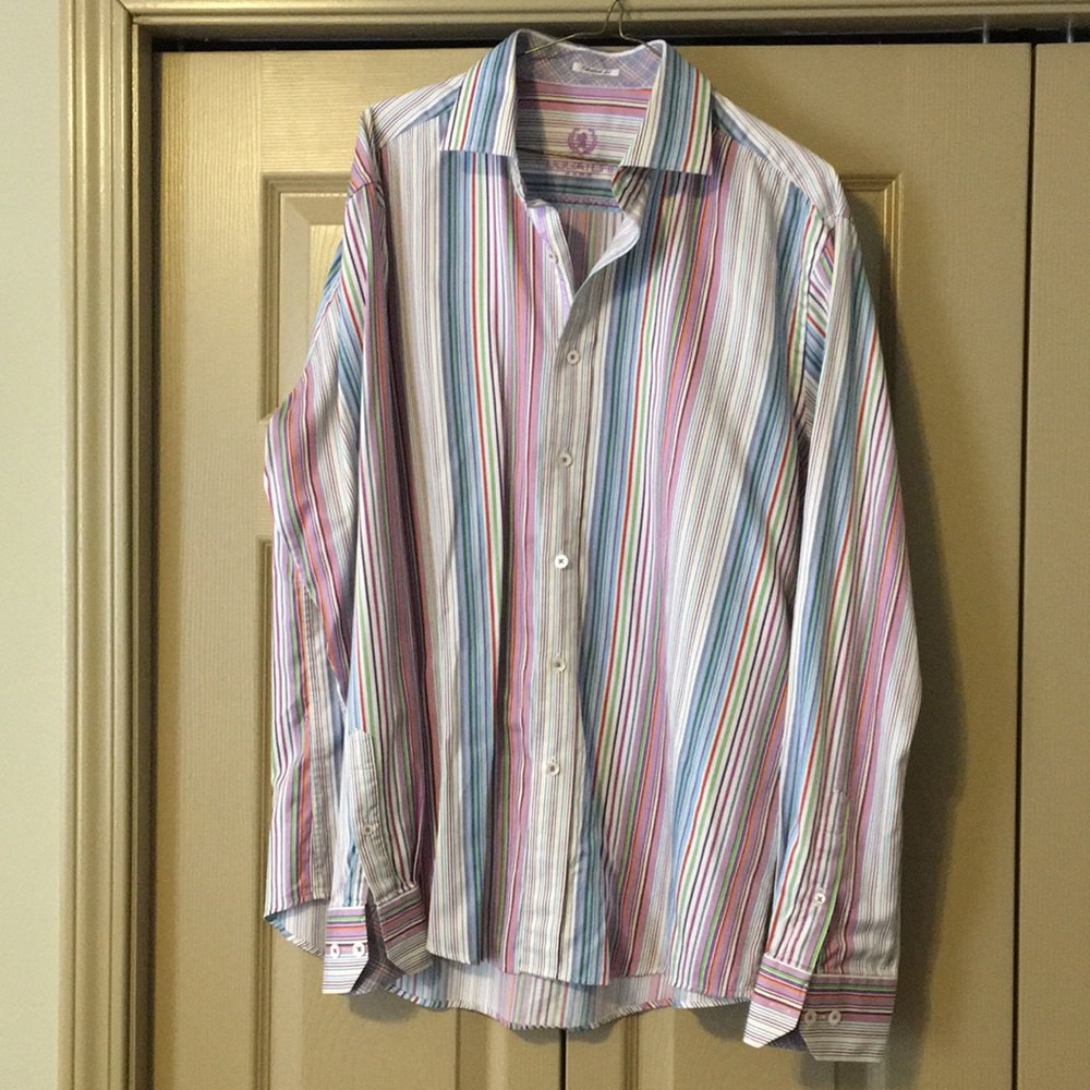 Bugatchi multi-color striped shirt - shaped fit L